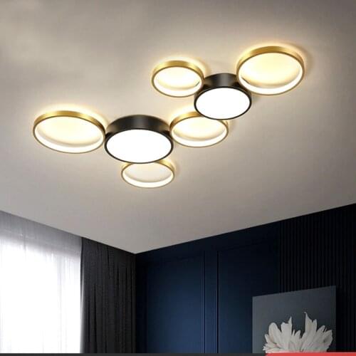 Modern circular ring dimming living room LED ceiling light bedroom kitchen remote control hotel restaurant decor interior lamps