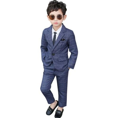 Formal Suits For Boys Blazer Pants Weddings Dresses Children Party Clothes Plaid Kids School Costume Gentlemen Teenager Tuxedos
