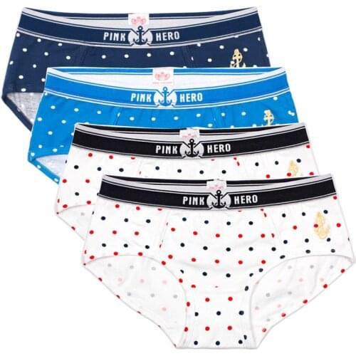 4pcs/lot Pink Heroes High-Quality Cotton Underwear Women Briefs Dots/stripes Printing Women Panties Fashion girl underpants