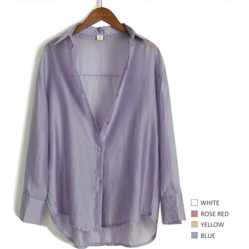 High-end sunscreen Tencel shirt female plus size summer new style Korean loose thin air-conditioned shirt casual cardigan