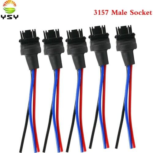 YSY 30Pcs Car T25 P21W 3157 3156 Lamp Bulb Male Jack Plug Connector With Wire led auto 3157 Male Socket Adapter