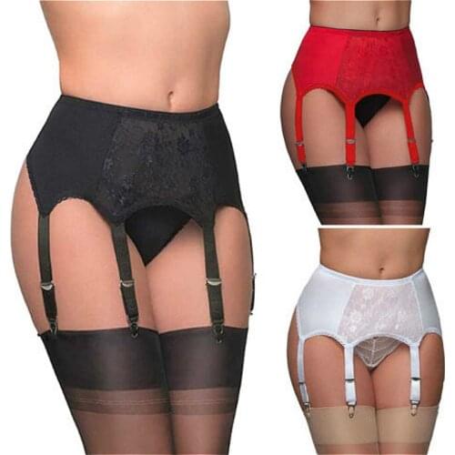 2020 Women Sexy Sheer Garter Belt Over the Knee Thigh High Stockings Lace Suspender Garters Fashion Plus Size