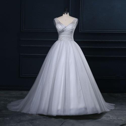 Vintage Gray With Ivory V-Neck Wedding Dresses Beaded Bridal Gowns Vestidos de novia Custom