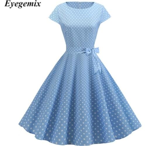 2021 Women New 50s 60s Retro Vintage Dress Polka Dots Short Sleeve Summer Dress Rockabilly Swing Party Dress Vestidos De Fiesta