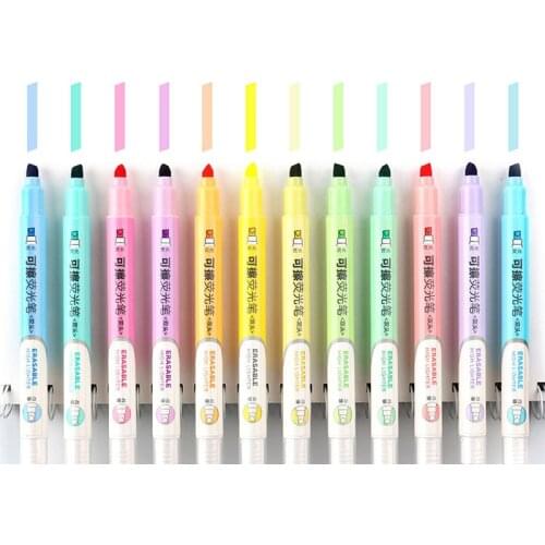 1/6pcs Erasable Highlighters Pastel Markers Dual Tip Fluorescent Pen for Art Drawing Doodling Marking School Office Stationery