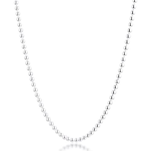 100% 925 Sterling-Silver-Jewelry Polished Ball Chain Necklaces Free Shipping