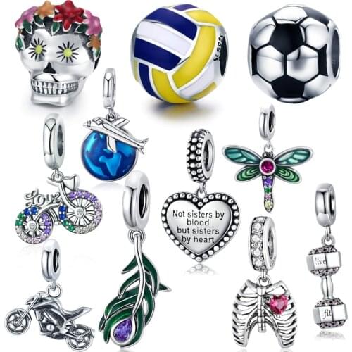 100% 925 sterling silver charm heart beads flower pendant fit pandora bracelet & necklace making women fine jewelry accessories