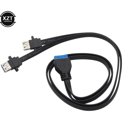 2Ports Dual USB 3.0 Type A Female to 20 Pin Header Motherboard Adapter Cable Dual USB-A ports attach to computers front panel