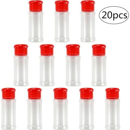 20pcs Plastic Salt Pepper Shakers Seasoning Powder Bottle Salt Storage Container Kitchen Seasoning Box Spice Jar Kitchen Tools
