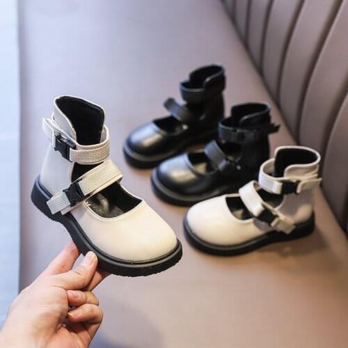 2021 New Autumn Winter Kids Martin Boots PU Leather Children Boots Casual Breathable Girls Shoe Snap Designer Sneaker Size 26-36