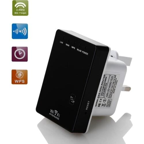 Wireless Wifi Mini Router AP Long Range Repeater Booster Amplifier LAN Client Bridge IEEE 802.11b/g/n 300Mbps US/UK Wall Plug