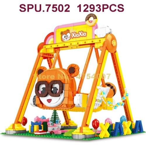 604015 1293pcs Girl Cartoon Amusement Park Pirate Ship Building Blocks Toy