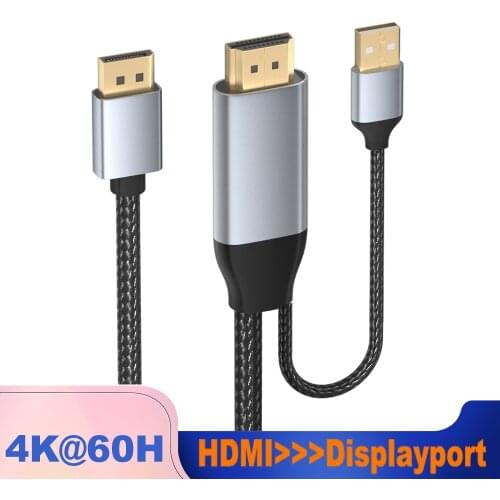 4K HDMI to Displayport Active converter cable 6ft 1.8M HDMI in to DP out for PC laptop PS4 to Displayport out