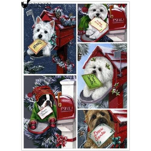Diamond Painting Christmas Mosaic 5D Diy Mailbox Diamond Embroidered Animal Dog Hand Inlaid Cross Stitch Gift Design Decoration
