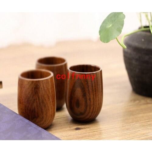 Fast Shipping wholesale 20PCS High quality nature Wood Tea Cup Wooden Cup Eco-friendly Pot-bellied Cup