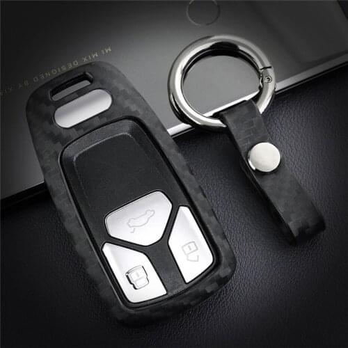 Carbon Fiber Car Key Case Cover For Audi A4 A4L A6 A6L TT MK1 8S TTS Q8 Q7 A3 8P 8V RS3 A2 Silica Gel Key Ring Shell Accessories