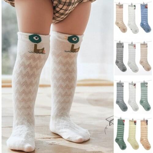 Kids baby socks summer baby boys and girls cartoon socks thin mesh animals over the knee baby anti-mosquito socks