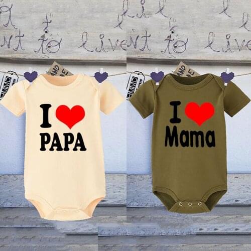 2021 Newborn Baby Cotton Romper I Love Papa I Love Mama Infant Baby Boy Girls Letter Print Suit Born Crawling Baby 0-12M