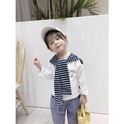 Boys' Long-sleeved T-shirts Childrens 2021 Spring and Autumn New Bottoming Tee Shirt Baby Korean Striped Collar Cotton Top Tees