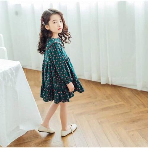 Girls Cotton Long Sleeved Princess Dress Spring Fall New Arrival Childrens Ruffles Clothes Baby Kids Cute One Piece Clothes B40