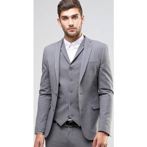 JELTONEWIN Latest Coat Pant Designs Light Grey Men Suit Prom Tuxedo Slim Fit 3 Piece Groom Wedding Suits Custom Blazer Costume