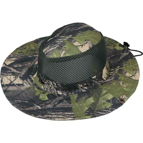 Leaf Camouflage Breathable Mesh Fishing Hat Outdoor Hiking Camping Travel Sunshade Headgear UV Protection Sunhat for Men Women