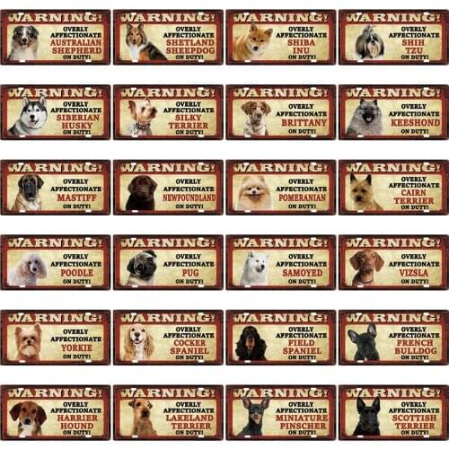 [ Kelly66 ] Pet Dogs Pomeranian Silky Terrier Shiba Inu Tin Poster Metal Sign Home Decor Bar Wall Art Painting 15*30 CM Size c-4