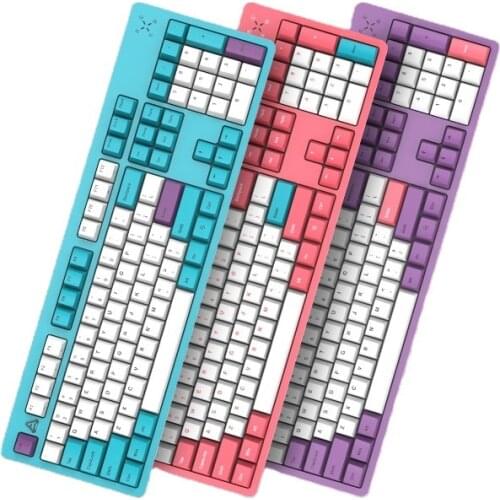 Ajazz B27 Cherry MX Mechanical Keyboard 104-Keys PBT Shaft Dynamic Backlight Ergonomic Wired Gaming Keyboard for Desktop Lapto