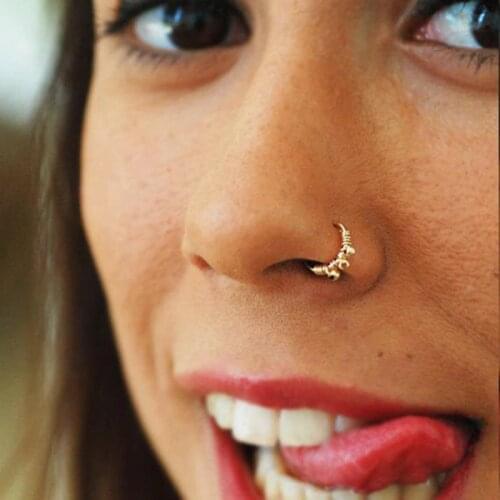 Gold Real Piercing Nose Ring Handmade Jewelry Gold Filled Nose Rings Faux Vintage Charm Hoop Fake Piercing Grillz Punk Jewelry