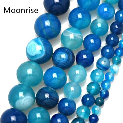 Natural Stone Banded Blue Lace Agates Round Loose Beads 4 6 8 10 12MM Pick Size For Jewelry Making
