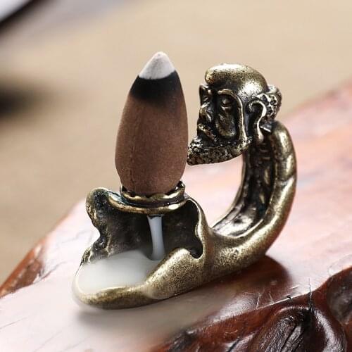 The Brass Backflow Insence Burner Original Decoration of Dharmas Censer Zen Buddist Decoration Buddhist Altar Table Ornaments