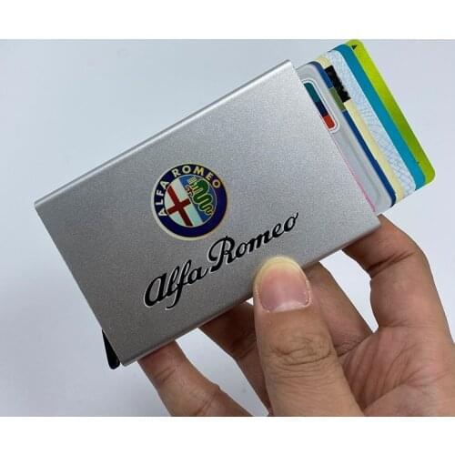 Auto Accessories Mini Wallet Thin ID Card RFID Case Automatically for Alfa Romeo 159 147 156 166 Giulietta Giulia Mito Spider