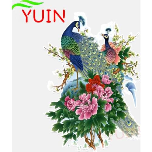 Fashion Car Sticker Coolest Peacock Peony Flower Decals PVC Bumper Decoration Accessories Motorcycle Waterproof Decal 18*13cm