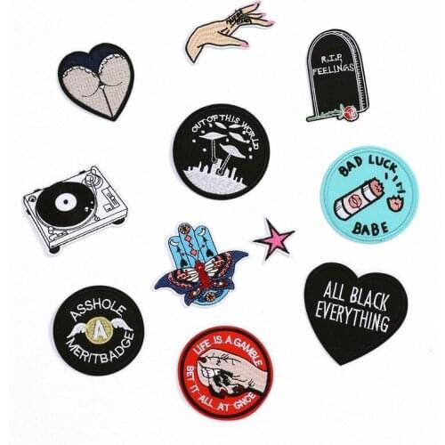 50pcs/Lot Embroidery Patches Letters Clothing Decoration Accessories Weird Stuff Diy Iron Heat Transfer Applique Iron Patches