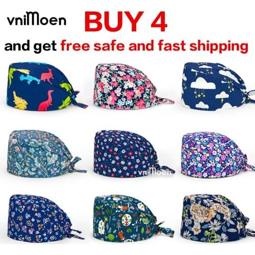 New Blue series High Quality printing medici infermiera cappello Scrub hat/cap Beautician work hat men and women spa Breathable