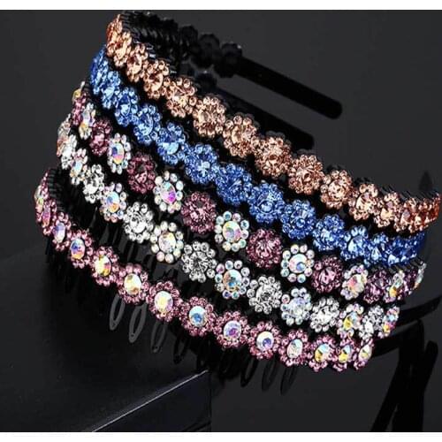 New fashion simple Boutique luxury Anti-skid pearls headband with teeth rhinestones Hairband for Woman Girls Hair Headwear
