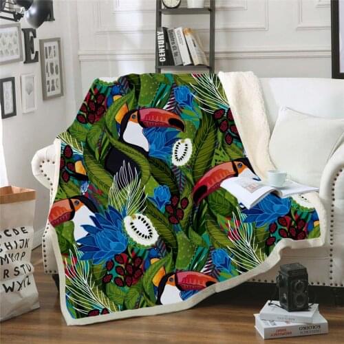 Plstar Cosmos colorful Parrot brid Blanket 3D print Sherpa Blanket on Bed Kids Girl Flower Home Textiles Dreamlike style-5