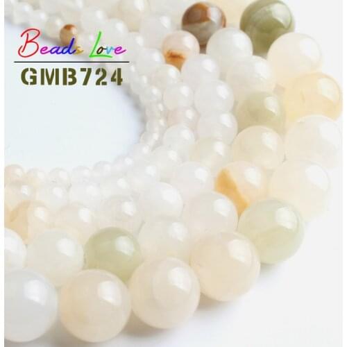 Wholesale White Persian Jades Stone Round Loose Beads For Jewelry Making Beadwork DIY Bracelet Necklace 4 6 8 10 12mm 15 Inches