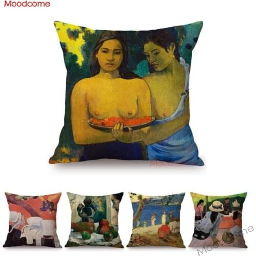 Post-Impressionism Artist Paul Gauguin Black Woman African Girl World Famous Oil Painting Sofa Pillow Case Linen Cushion Cover