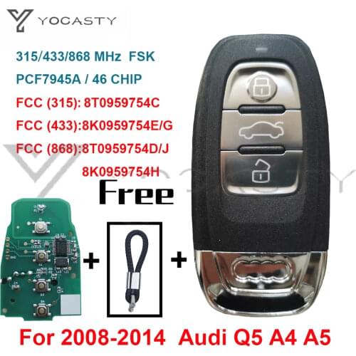 YOCASTY 8T0959754C 8T0959754D Remote Control Key For Audi 2008 2009 2010 2011 2012 2013 2014 A4 A4L A5 Q5 8K0959754G 8K0959754E