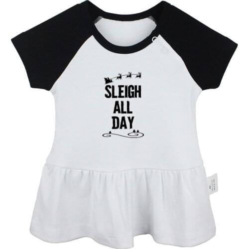 SLEIGH ALL DAY Danger Cat Has A Gun Different Not Less Design Newborn Baby Girls Dresses Toddler Infant Cotton Clothes