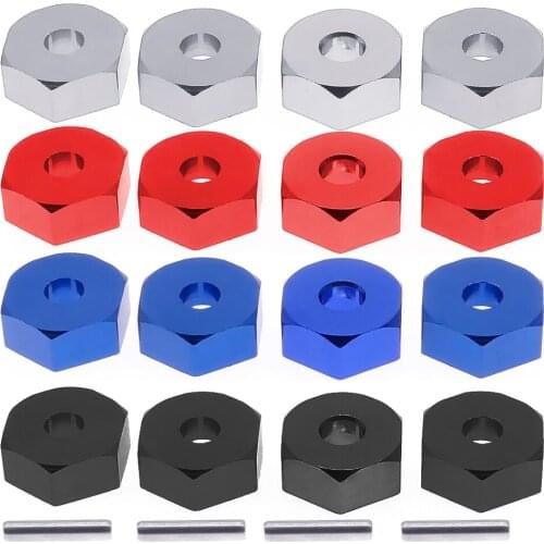 RCAWD 4pcs 12mm alloy wheel hex hub adapter with 2x10mm pin for 1-10 RGT 86100 86110 FTX5579 Outback Fury crawler parts