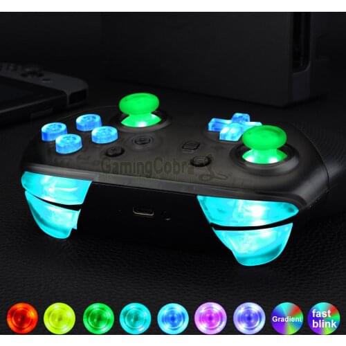 EXtremeRate Multi-Colors Luminated Thumbsticks D-pad ABXY ZR ZL L R Buttons DTFS LED Kit for NS Pro Controller