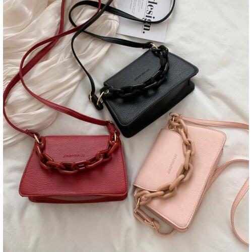 Women bag 2020 new PU Flap Coarse Chains Fashion Solid Hasp Shoulder Bags handbag purse phone bag Euro-America style