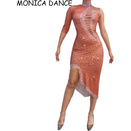 Sexy Stage Shining Rhinestones Stretch Dress Women Birthday Party Celebrate Crystals Dress Bar Nightclub Women Dance Dress