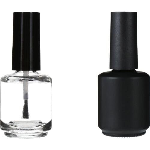 1 Pcs 15ml Empty Nail Polish Bottle Cosmetic Containers Nail Glass Bottles With Brush Black Transparent Glass New