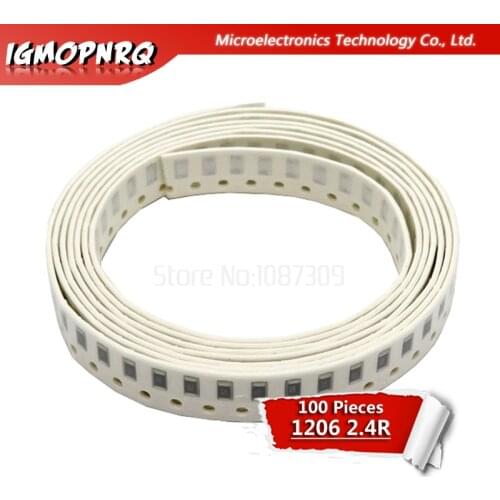 100PCS 1206 SMD Resistor 5% 2.4 ohm chip resistor 0.25W 1/4W 2.4R 2R4