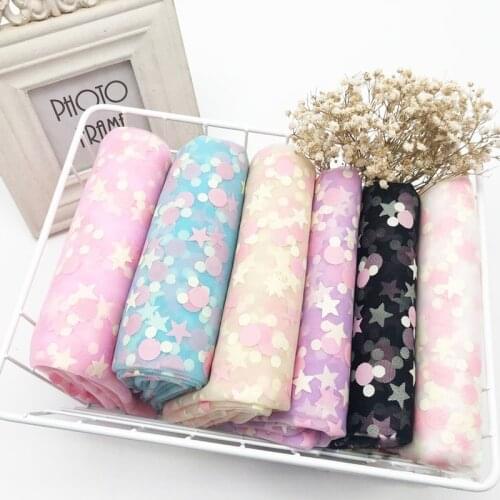 100cm*150cm Colorful Dot Mesh Fabric Colorful Satr Offset Gauze Printed Net Pink Dress Fabric Wedding Dress Fabric Wholesale