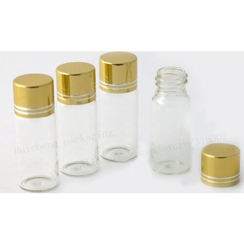 12ml Mini Clear Glass Bottle Gold Aluminum Screw Cap Container Borosilicate Vial Empty 500pcs