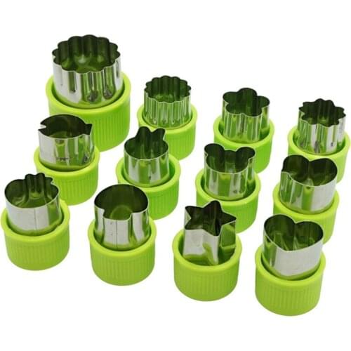 12Pcs/Set Vegetable And Fruit Cutting Die Cutter Shapes Kit Creative Cookie Mold Cartoon Pattern Food Stencil Biscuit Mold